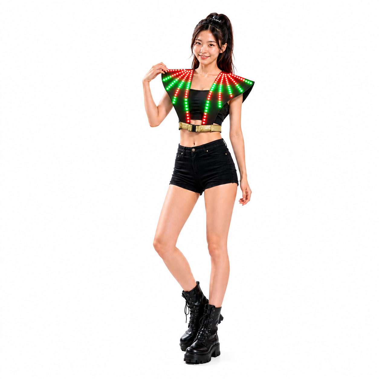 Full-Color LED Light-Up Shoulder Vest, Remote Control Stage Performance Outfit for DJ, Rave & Nightclub Shows
