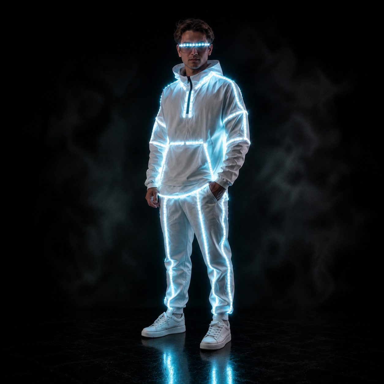 Remote Control RGB LED Light-Up Performance Outfit with LED Glasses