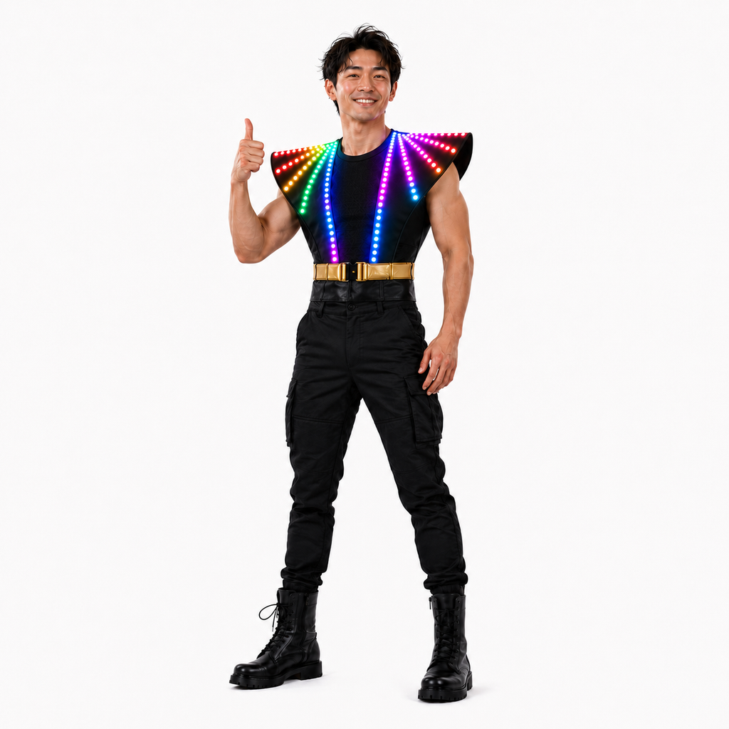RGB LED Light Up Shoulder Vest for Stage Performance, DJ Party & Events