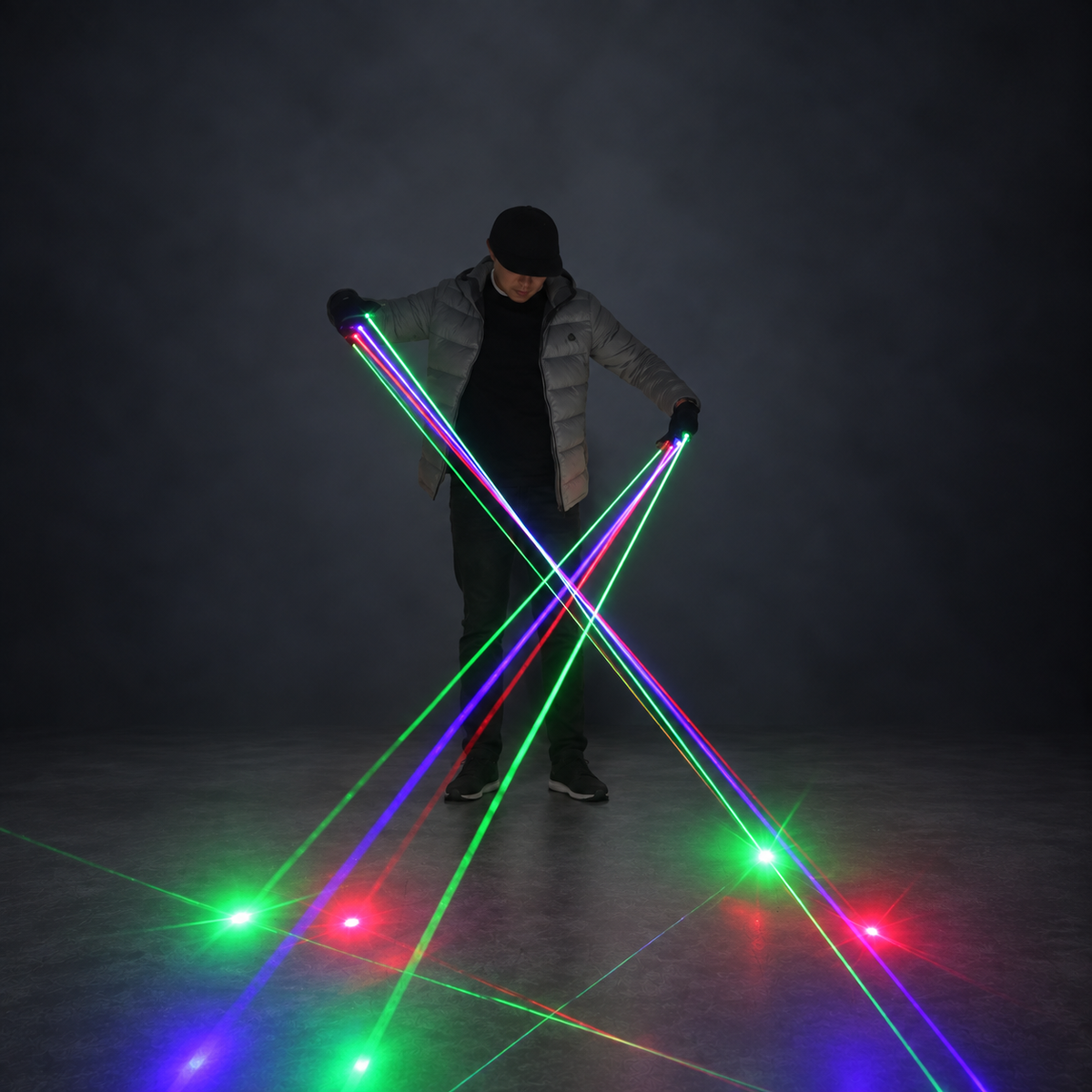 Green, Red & Blue Laser Gloves for DJ Stage Shows