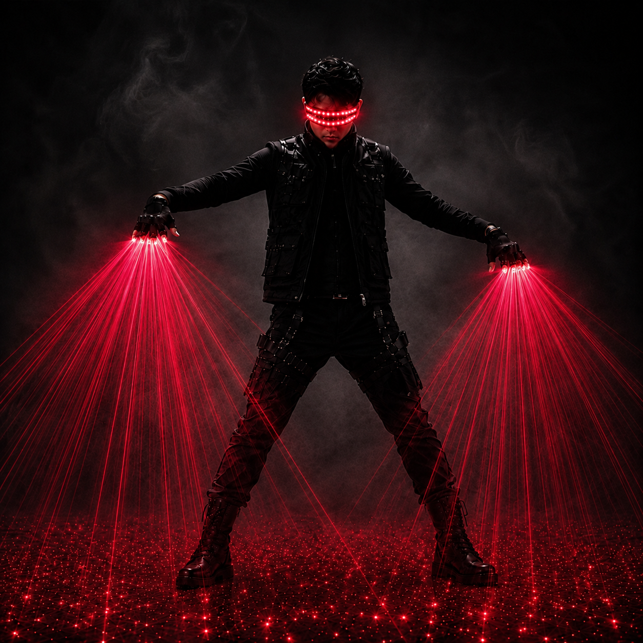 Green & Red Laser Gloves with LED Cyber Glasses