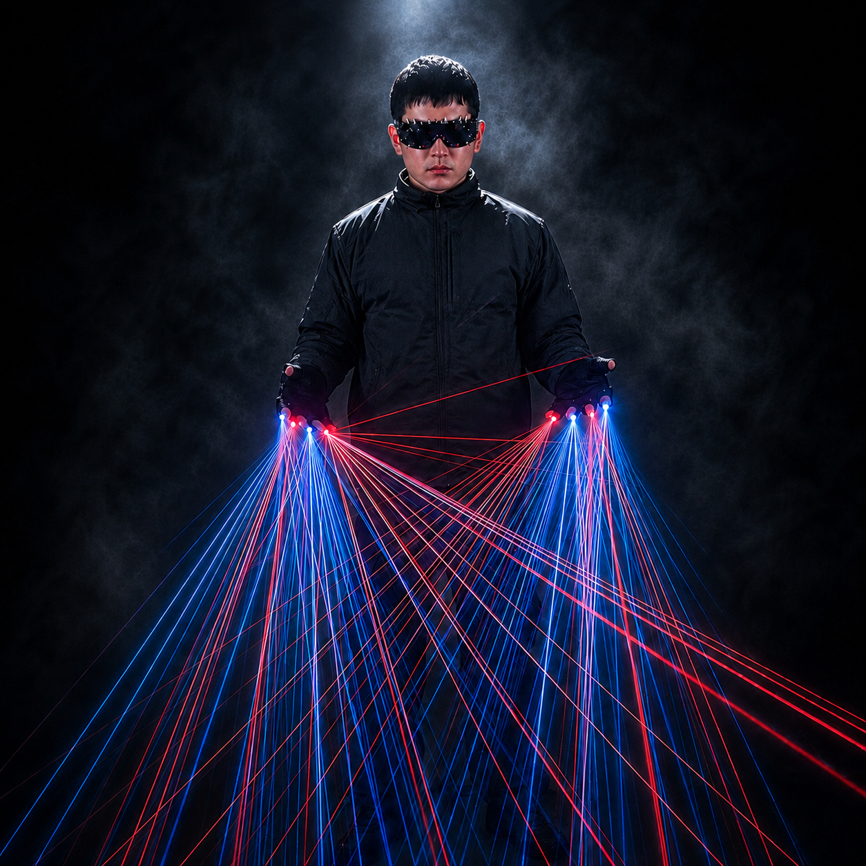 Red Green Laser Performance Gloves for Parties and Shows