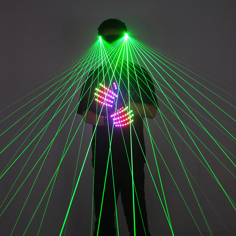 Laser LED Party Glasses & Colorful Light-Up Gloves Combo