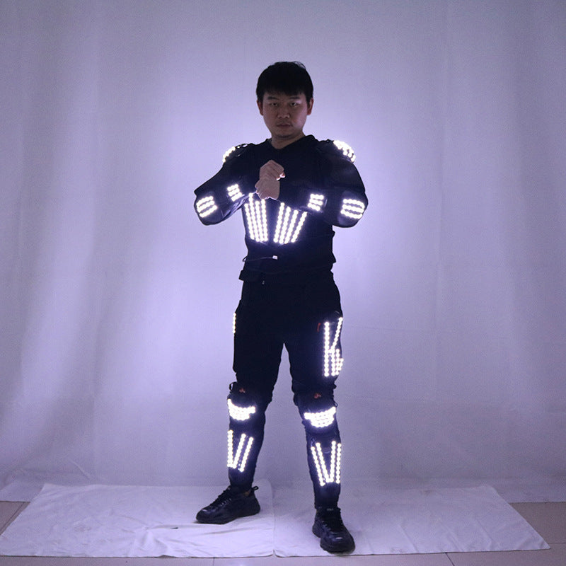 White Light-Up Armor Outfit – LED Party & Performance Costume