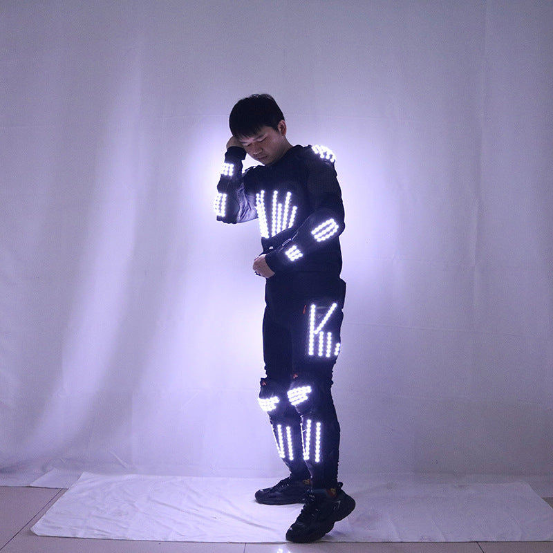 White Light-Up Armor Outfit – LED Party & Performance Costume