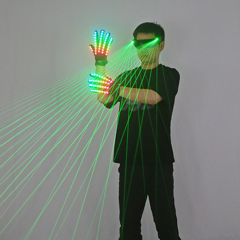 Laser LED Party Glasses & Colorful Light-Up Gloves Combo