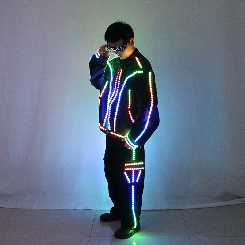 Colorful Luminous Jacket Costume Suitable For Stage Party Dj Light Up Clothes