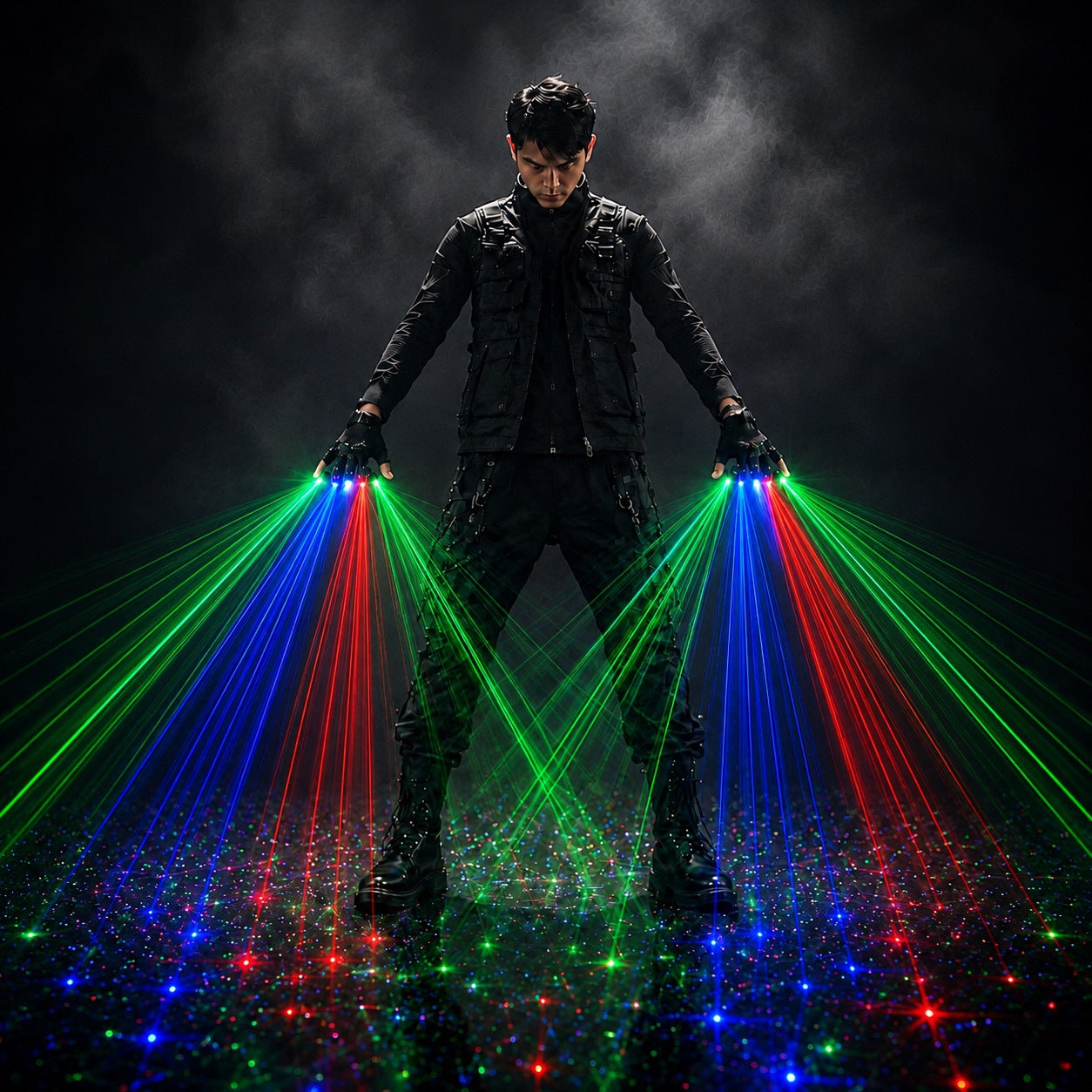 Green Red Blue laser gloves are suitable for stage DJ performance fluorescent props