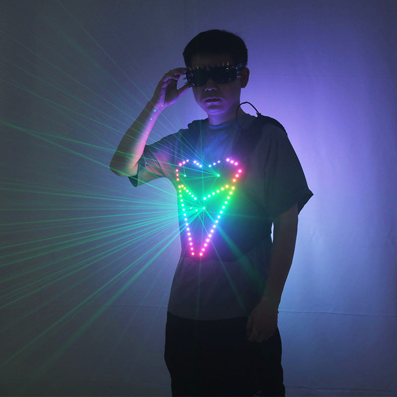 Futuristic Laser LED Armor Vest – Multi-Color Rave Jacket for Festival & DJ