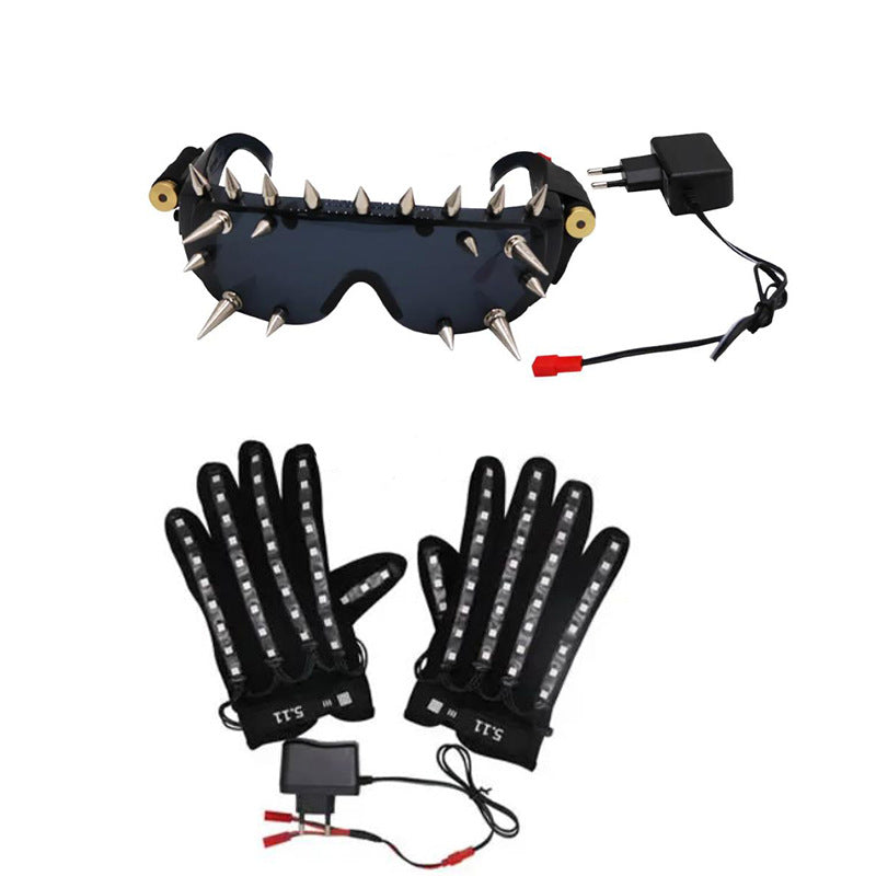 Laser LED Party Glasses & Colorful Light-Up Gloves Combo