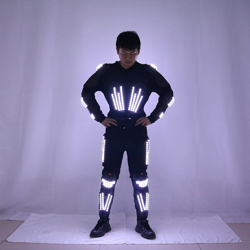White Light-Up Armor Outfit – LED Party & Performance Costume