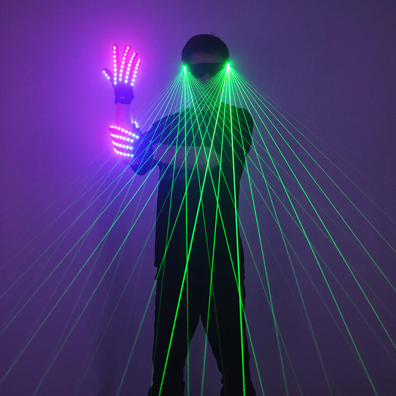 Laser LED Party Glasses & Colorful Light-Up Gloves Combo