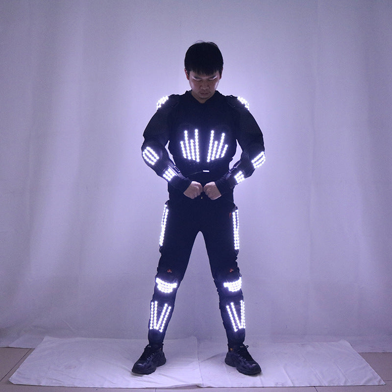 White Light-Up Armor Outfit – LED Party & Performance Costume