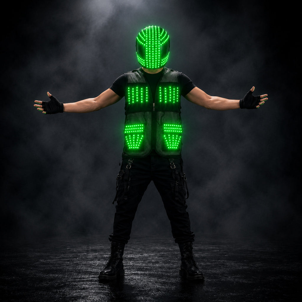 LED Light-Up Helmet & Vest Performance Set