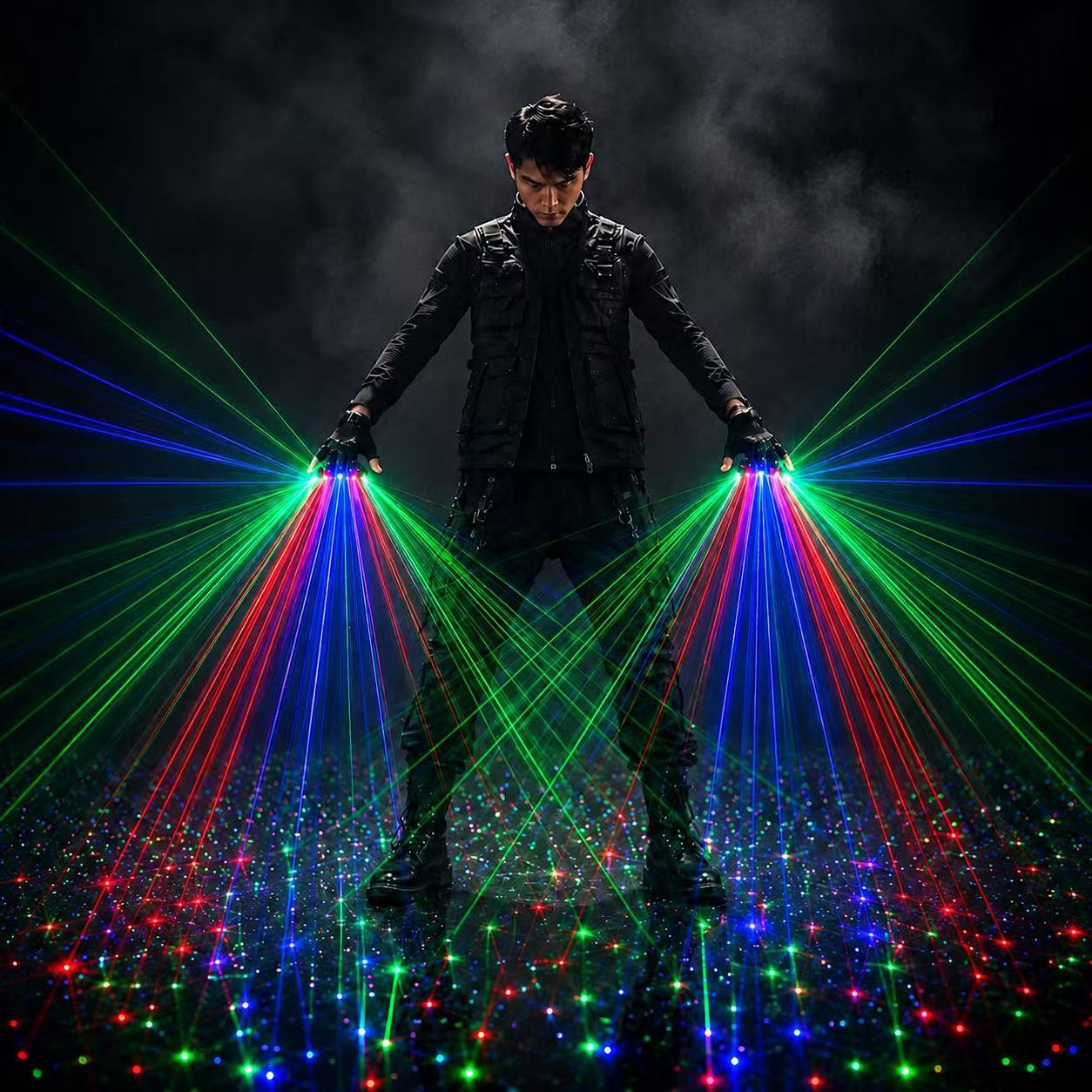 Green Red Blue laser gloves are suitable for stage DJ performance fluorescent props