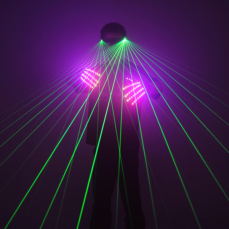 Laser LED Party Glasses & Colorful Light-Up Gloves Combo