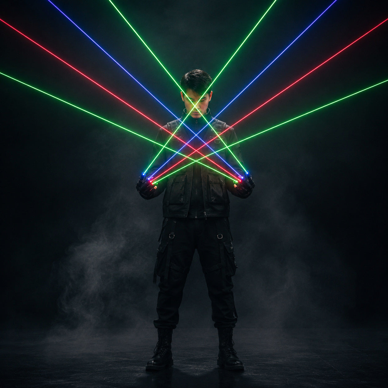 Green Red Blue laser gloves are suitable for stage DJ performance fluorescent props