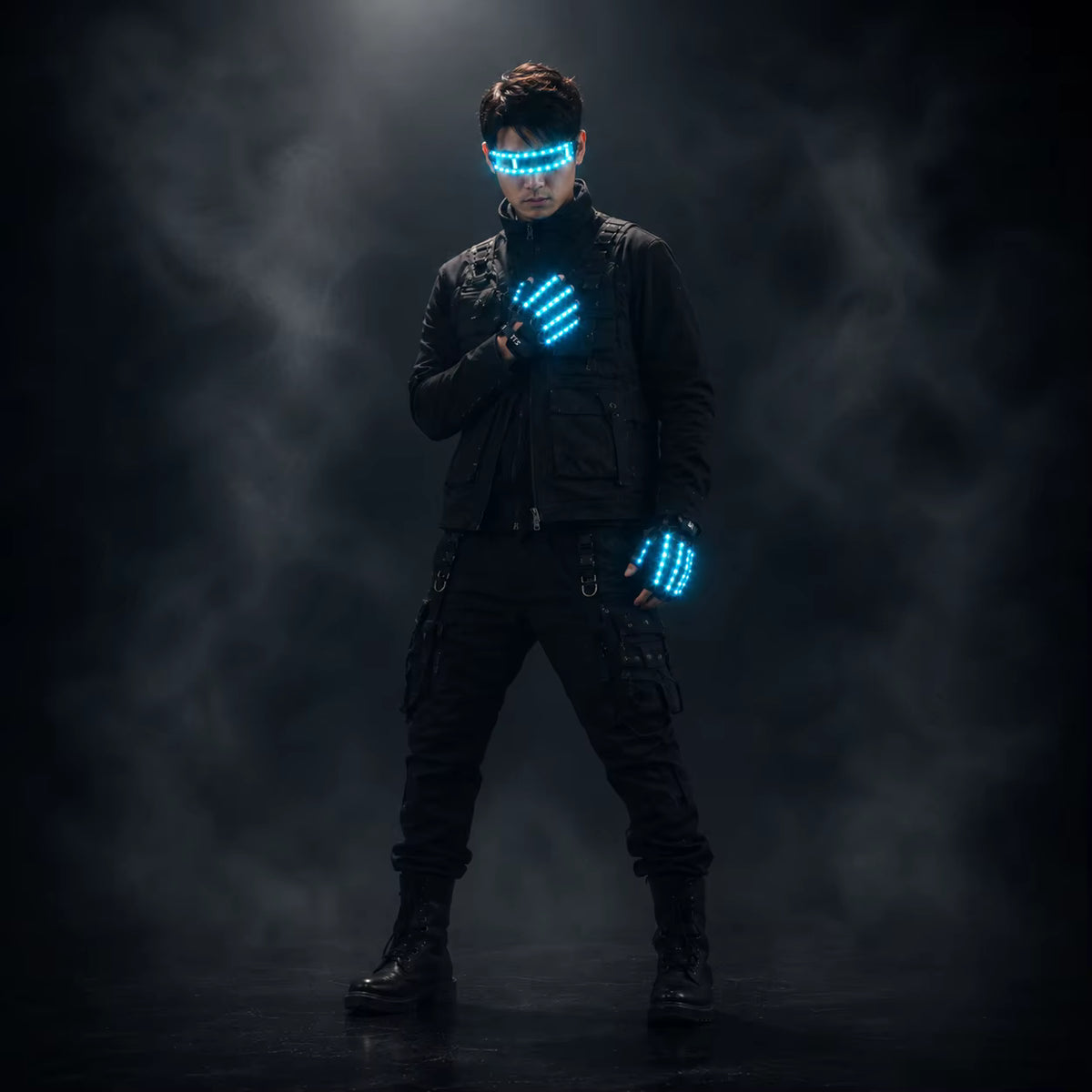 RGB LED Glove + Multicolor Party Glasses Set