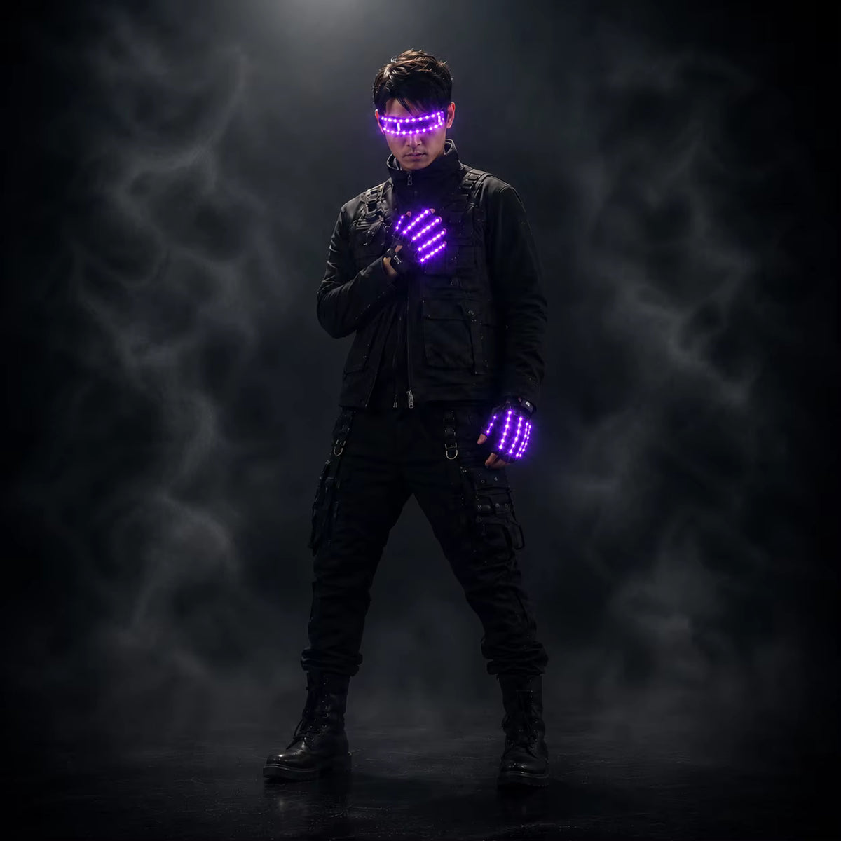 RGB LED Glove + Multicolor Party Glasses Set