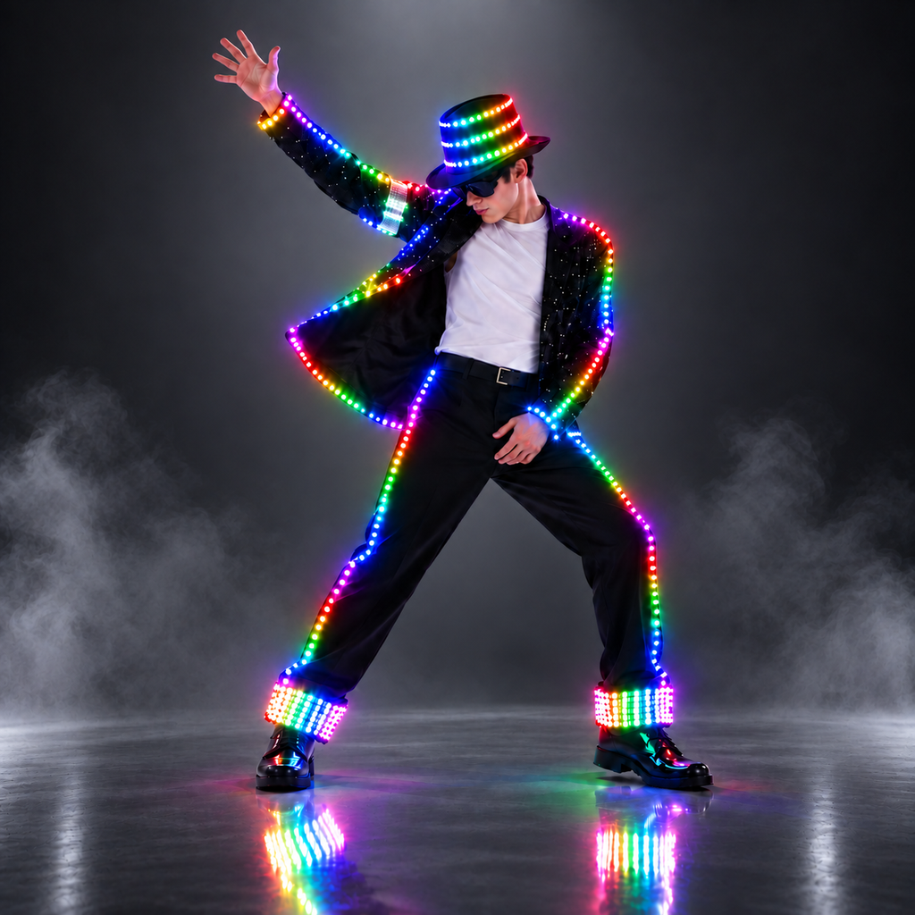 RGB LED Light-Up Performance Suit – Remote Control Color Changing Stage Dance Outfit