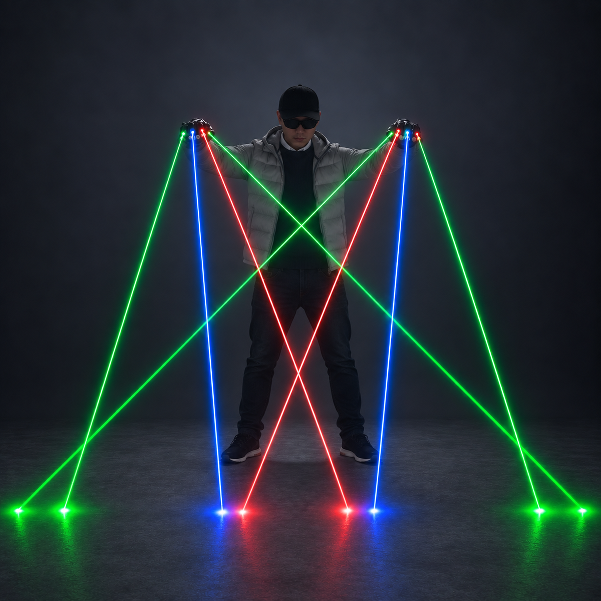 Green, Red & Blue Laser Gloves for DJ Stage Shows