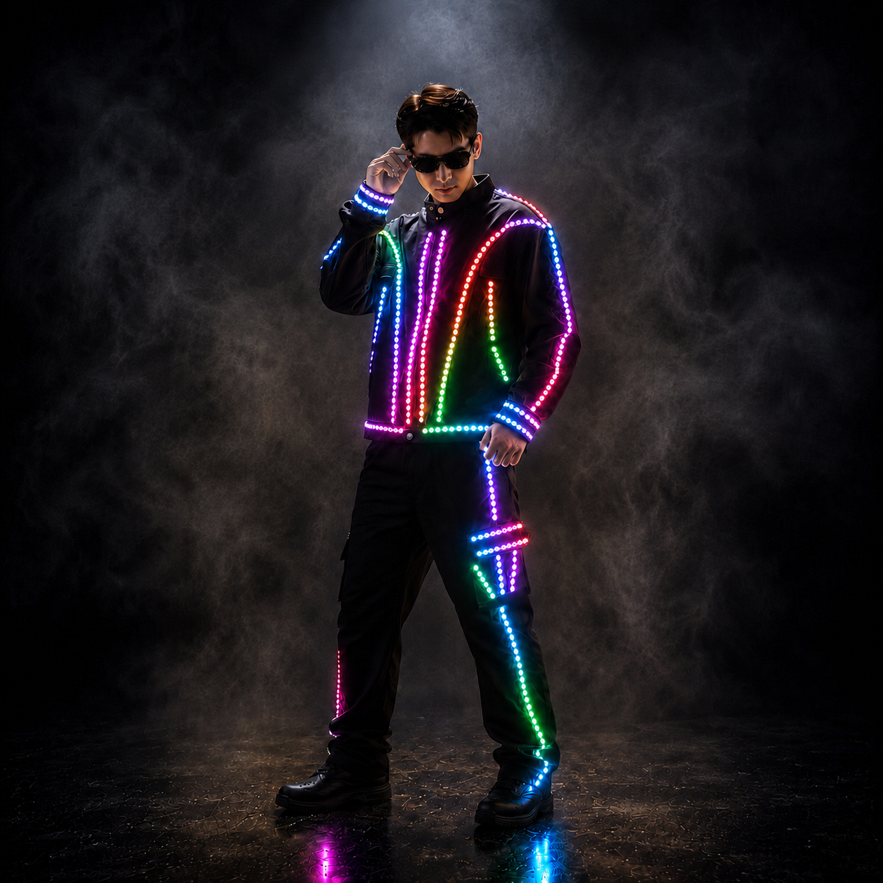Colorful Luminous Jacket Costume Suitable For Stage Party Dj Light Up Clothes