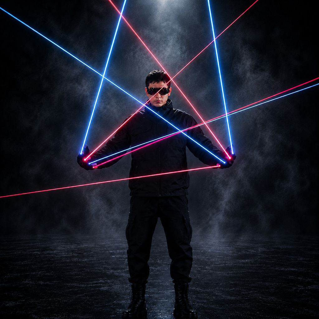 Red Green Laser Performance Gloves for Parties and Shows
