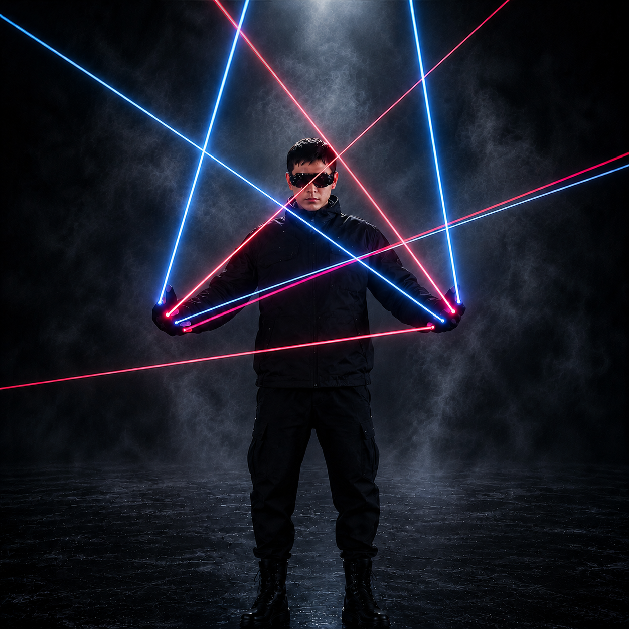 Red Green Laser Performance Gloves for Parties and Shows