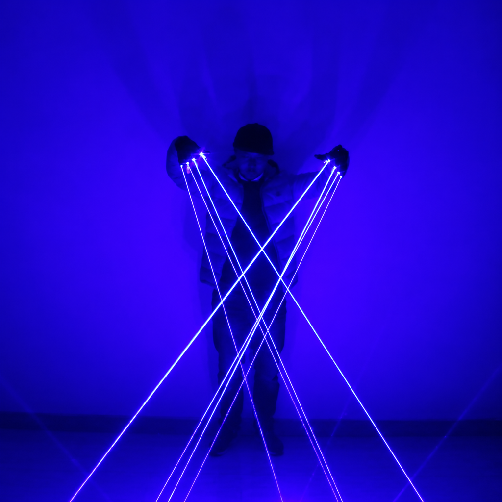 Neon Blue LED Gloves — Festival & Rave Accessory