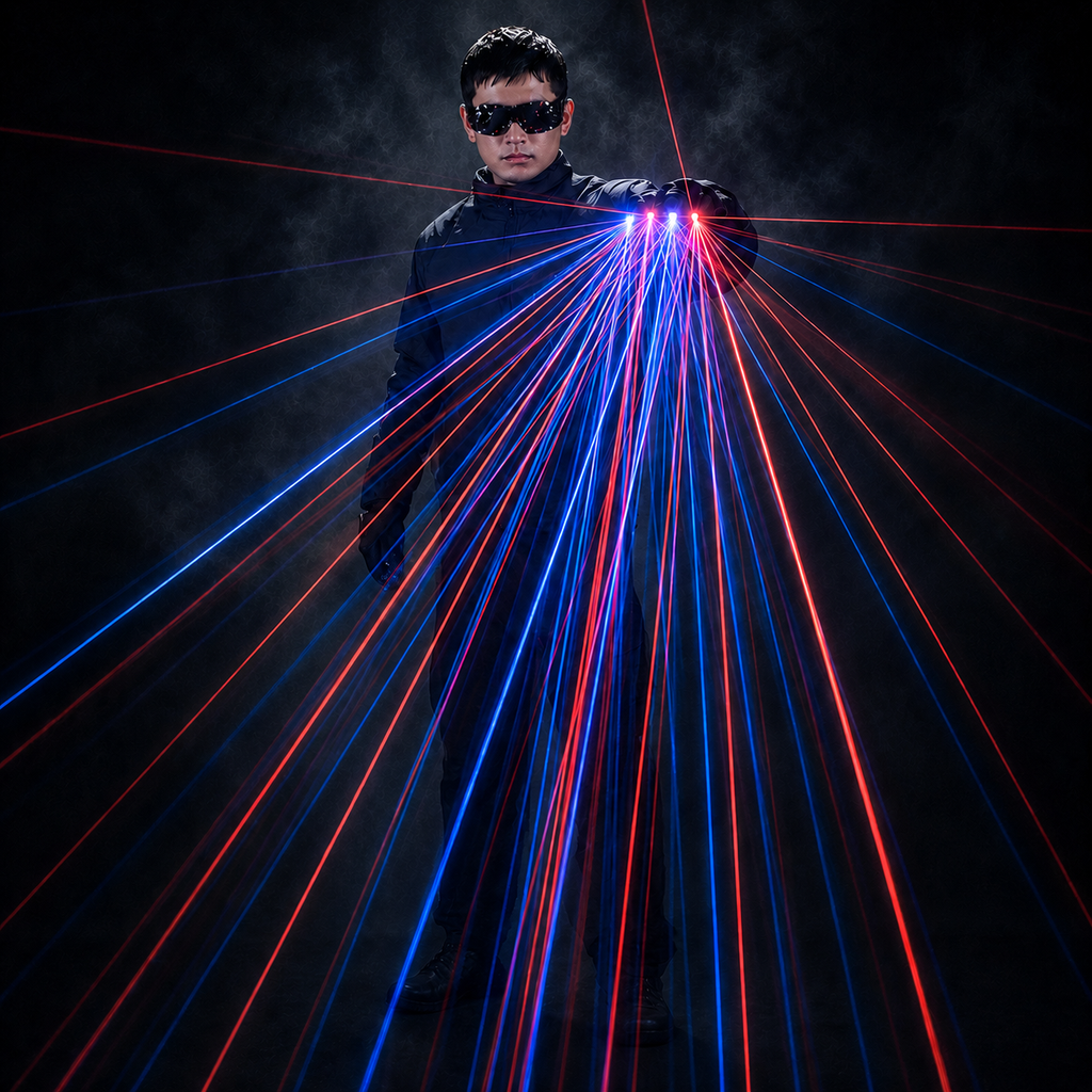 Red Green Laser Performance Gloves for Parties and Shows