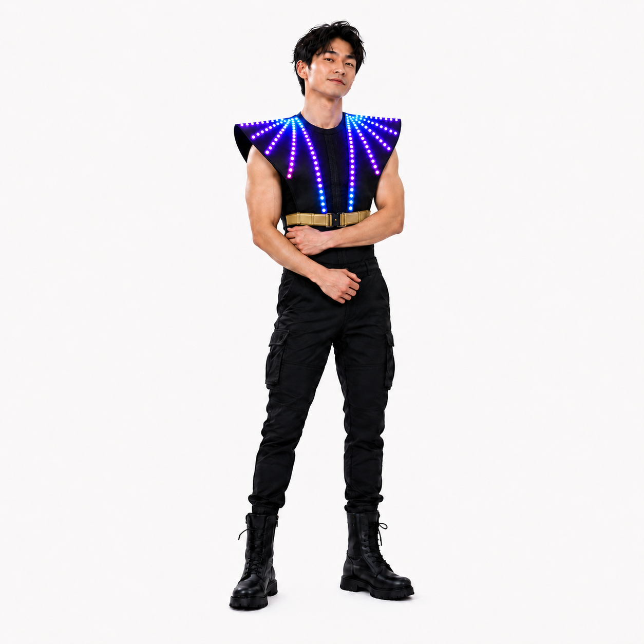 RGB LED Light Up Shoulder Vest for Stage Performance, DJ Party & Events