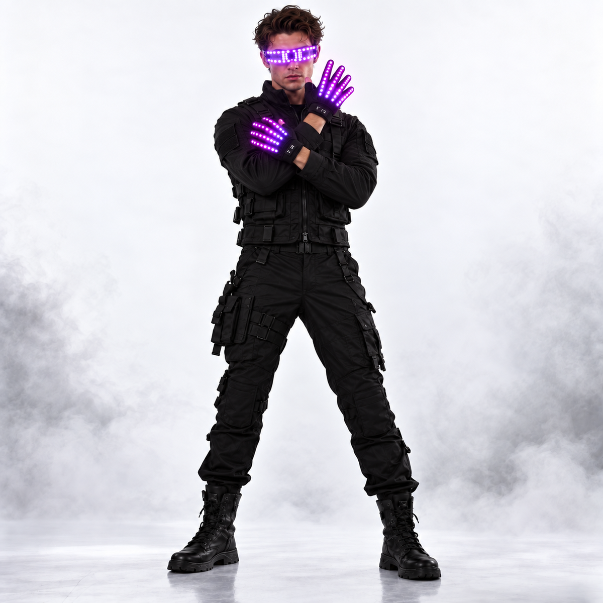 Neon Color LED Gloves and Glowing Party Glasses Set