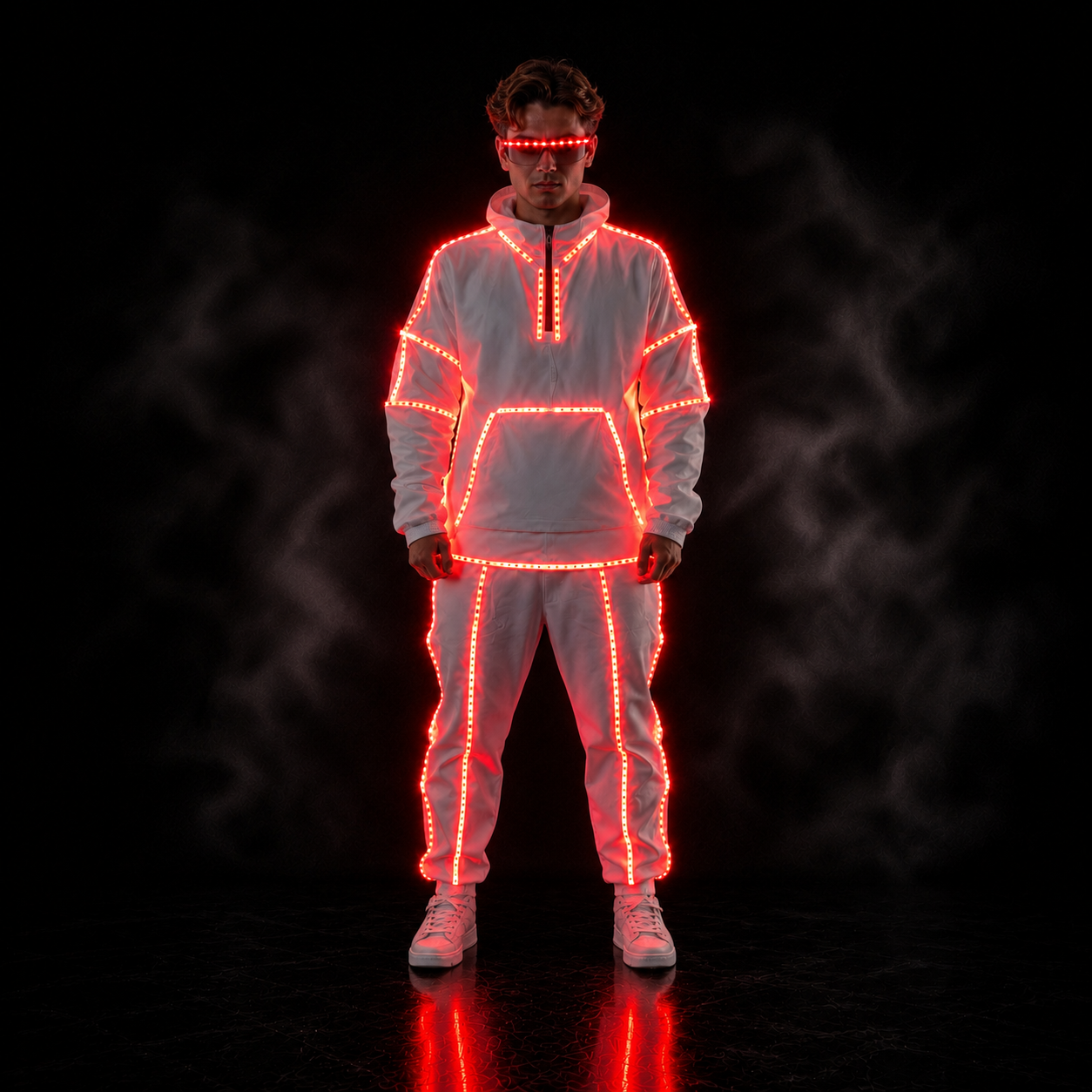 Remote Control RGB LED Light-Up Performance Outfit with LED Glasses