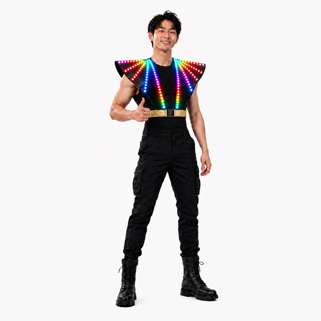 RGB LED Light Up Shoulder Vest for Stage Performance, DJ Party & Events