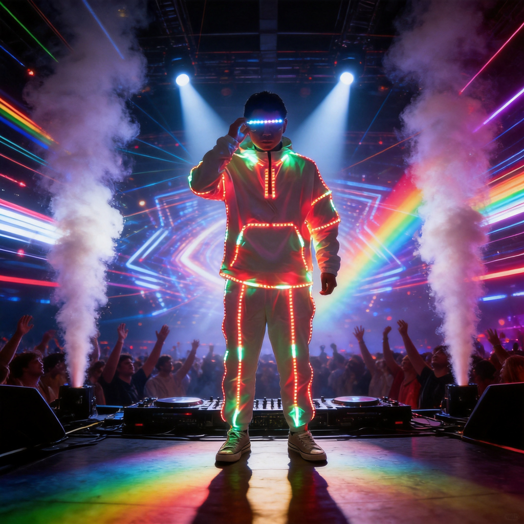 Remote Control RGB LED Light-Up Performance Outfit with LED Glasses