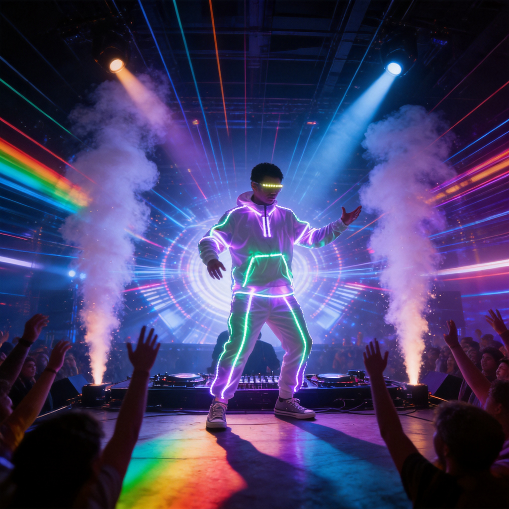 Remote Control RGB LED Light-Up Performance Outfit with LED Glasses