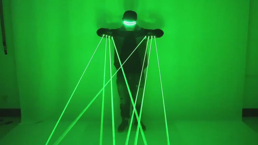 Green & Red Laser Gloves with LED Cyber Glasses