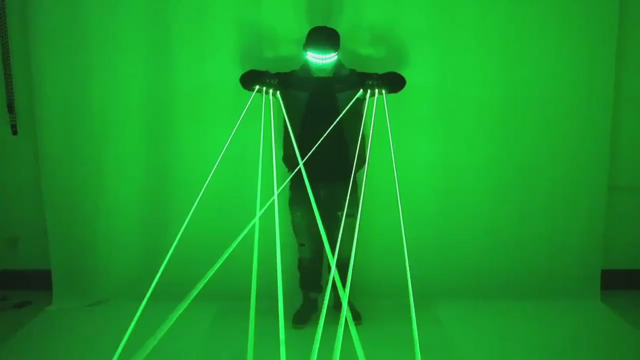 Green & Red Laser Gloves with LED Cyber Glasses