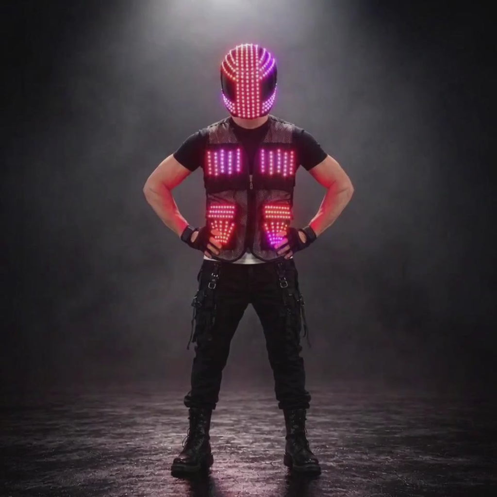 LED Light-Up Helmet & Vest Performance Set