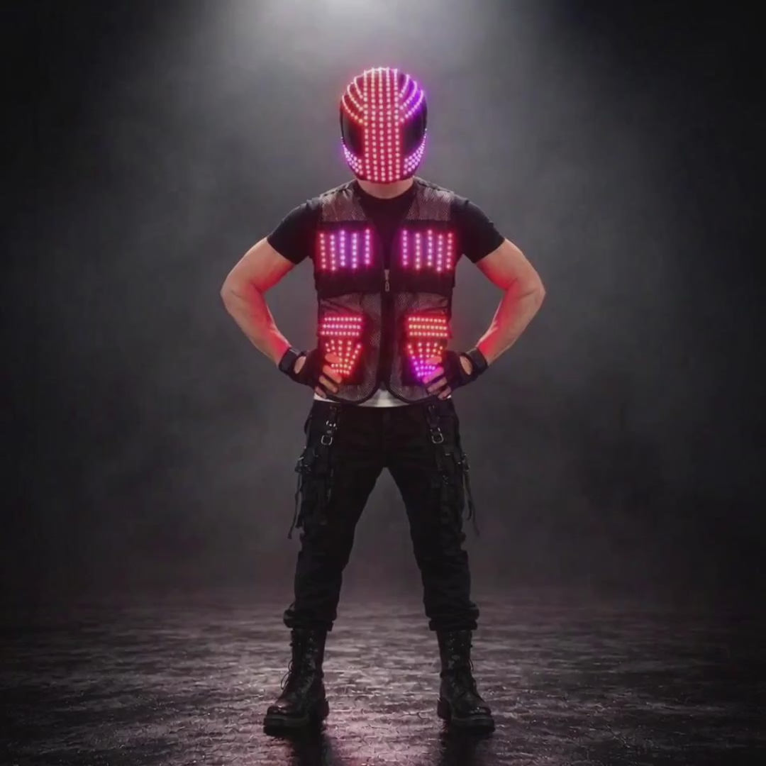 LED Light-Up Helmet & Vest Performance Set