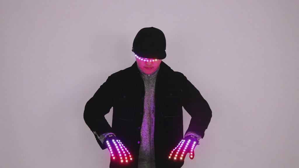 Neon Color LED Gloves and Glowing Party Glasses Set