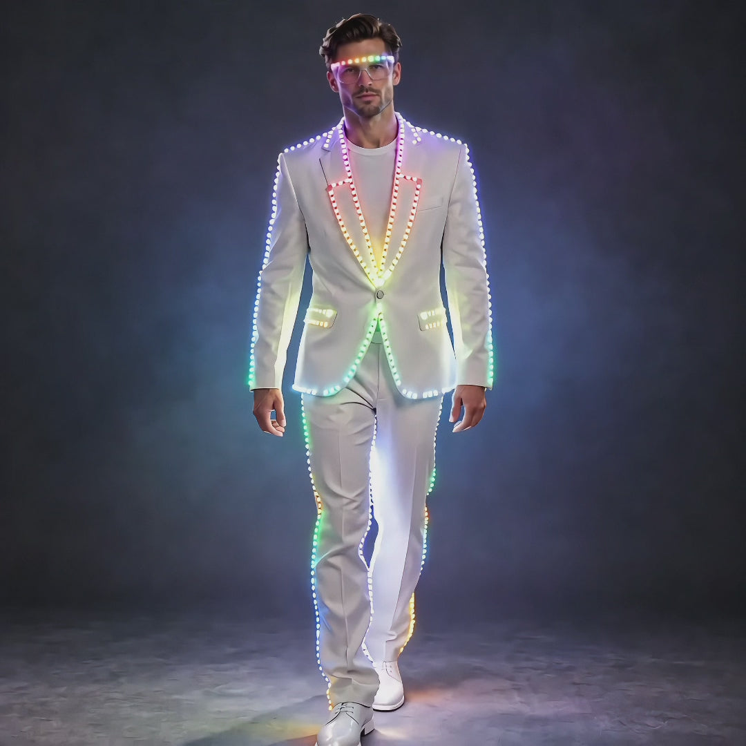 Men's RGB LED Light-Up Suit Set with Remote Control