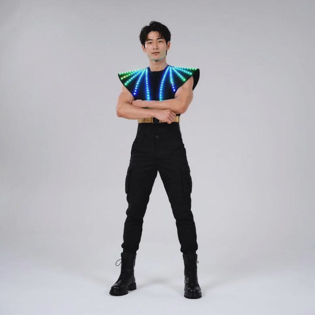 RGB LED Light Up Shoulder Vest for Stage Performance, DJ Party & Events