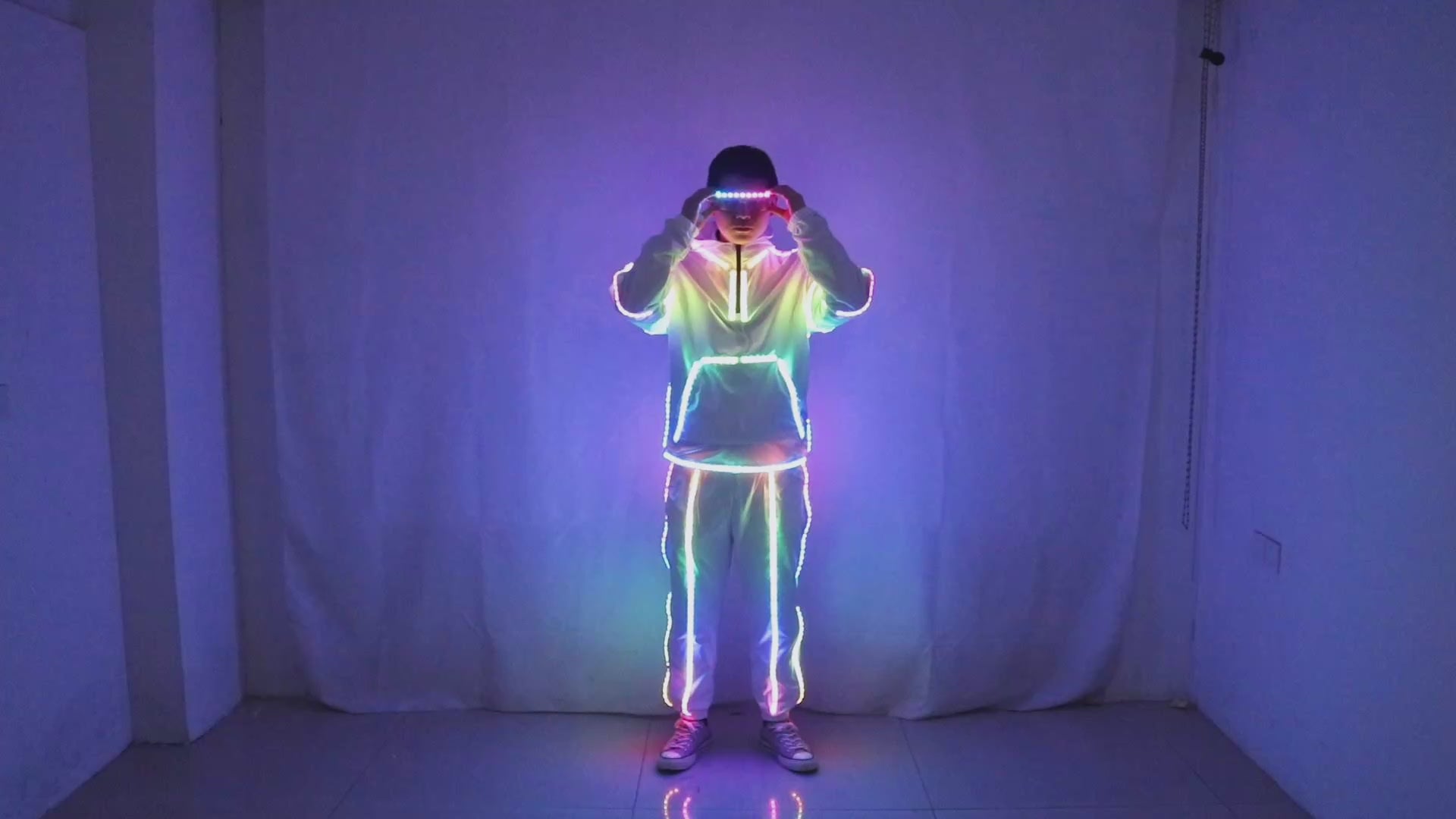 Remote Control RGB LED Light-Up Performance Outfit with LED Glasses