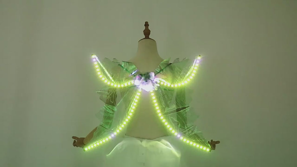 LED Light Up Wings Costume – Glowing Angel Fairy Wings for Dance, Stage Performance & Party Events