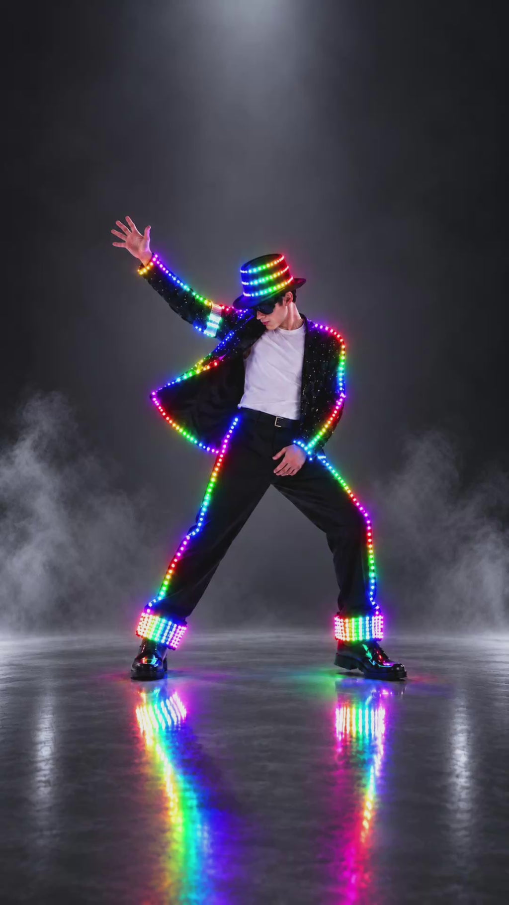 RGB LED Light-Up Performance Suit – Remote Control Color Changing Stage Dance Outfit