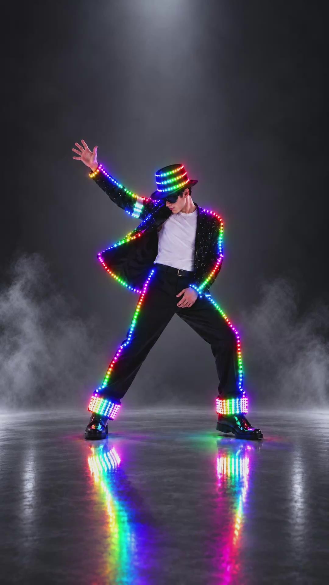 RGB LED Light-Up Performance Suit – Remote Control Color Changing Stage Dance Outfit
