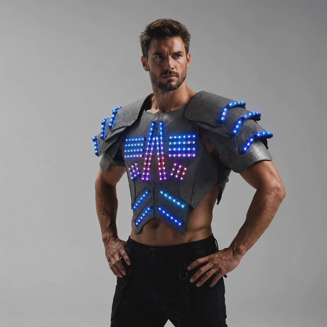 Cyber LED Glow Armor Cape – Illuminated Cosplay & Club Wear