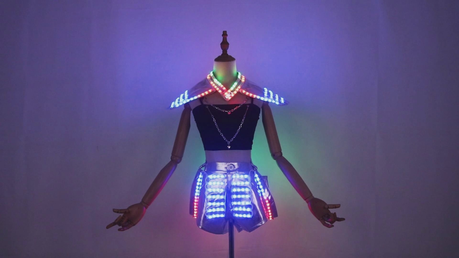 Futuristic LED Light Up Costume for Women – Neon DJ Rave Outfit Club Party Stage Wear