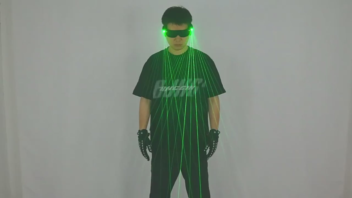Laser LED Party Glasses & Colorful Light-Up Gloves Combo